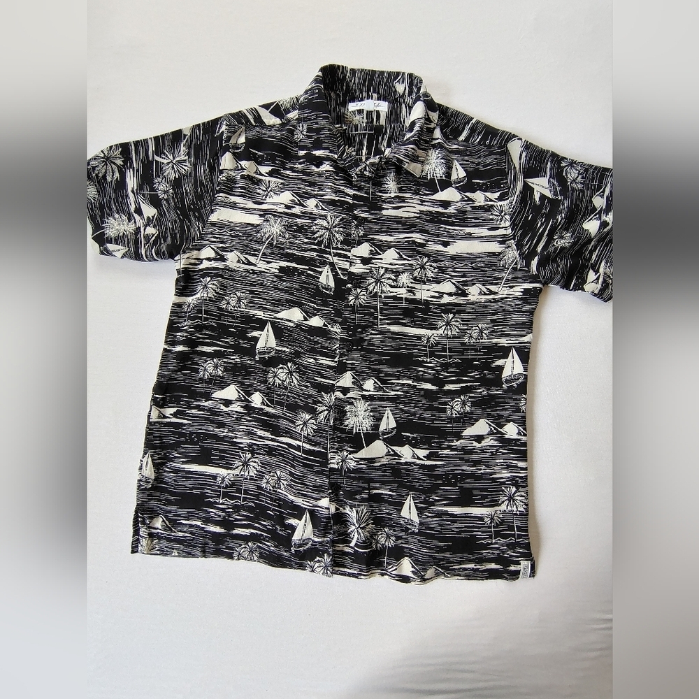Ezekiel Black and White Nautical Print Shirt Size M